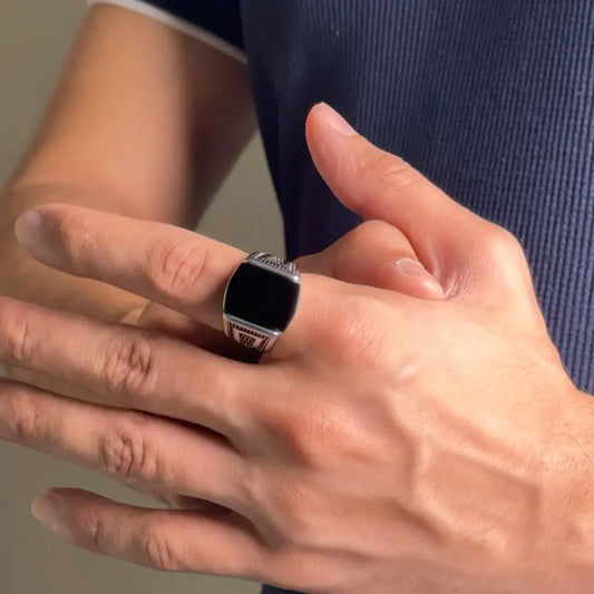 Onyx Square Sterling Ring