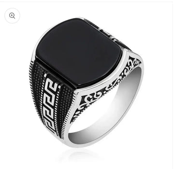 Onyx Square Sterling Ring For Men