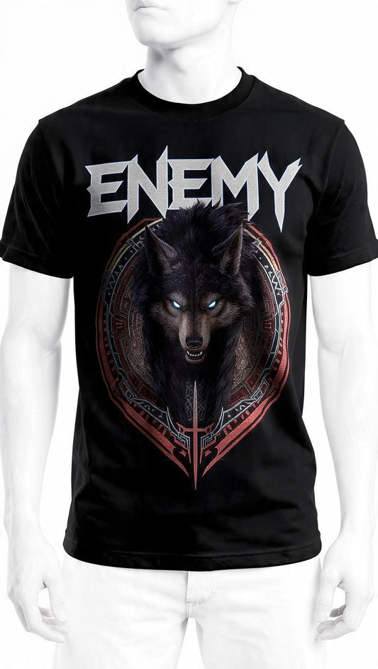 Luxxivo Fashion Enemy Wolf Graphic T-Shirt – Black Premium Cotton Tee