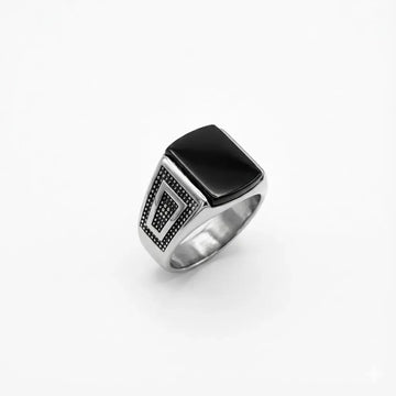 Onyx Square Sterling Ring For Men