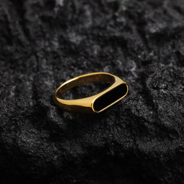 Urban Crown Stainless Steel Ring Black Stone