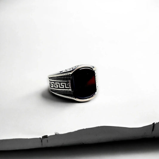 Onyx Square Sterling Ring For Men