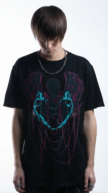 Luxxivo Fashion Spectral Chain Graphic Tee