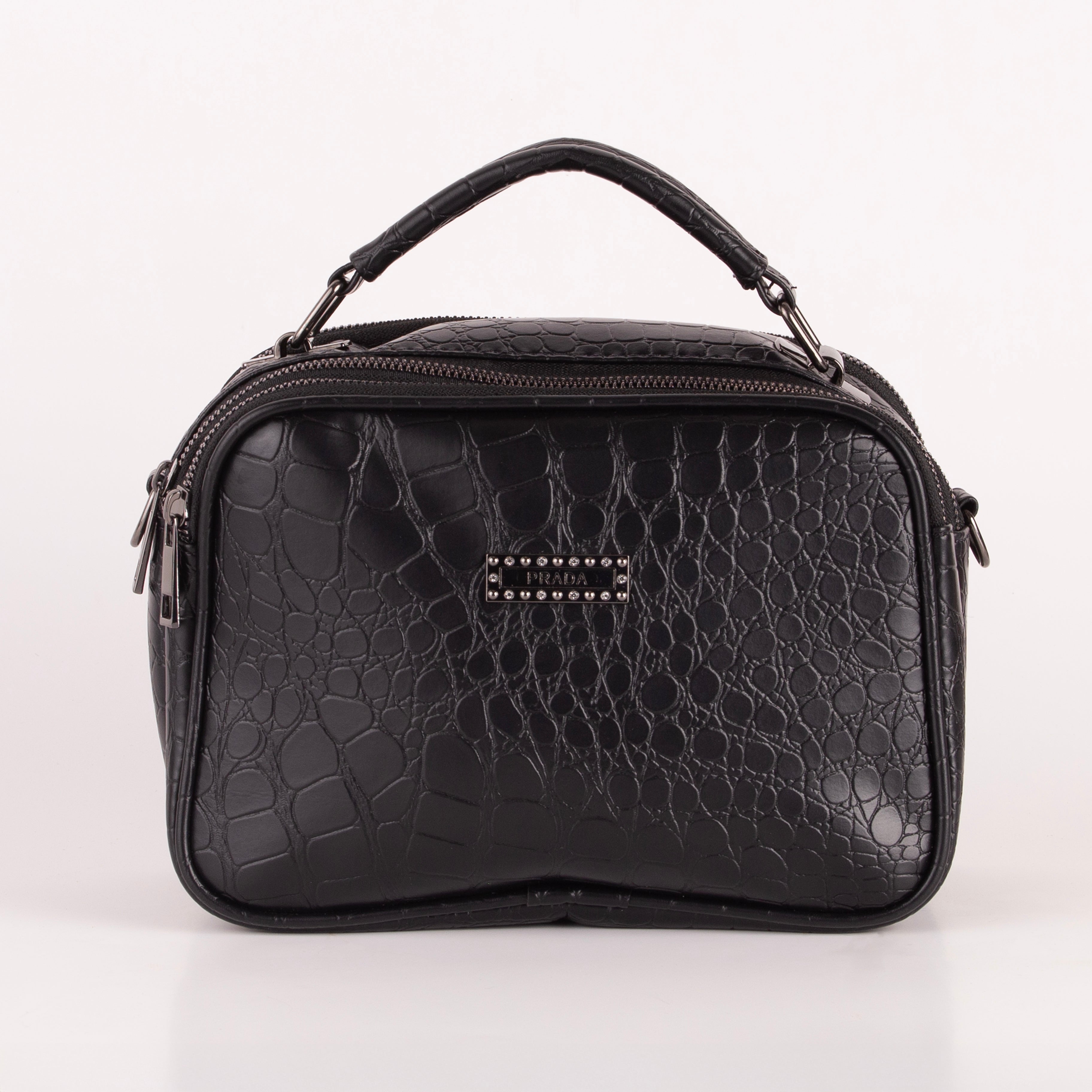 Croco Trizip Crossbody Bag