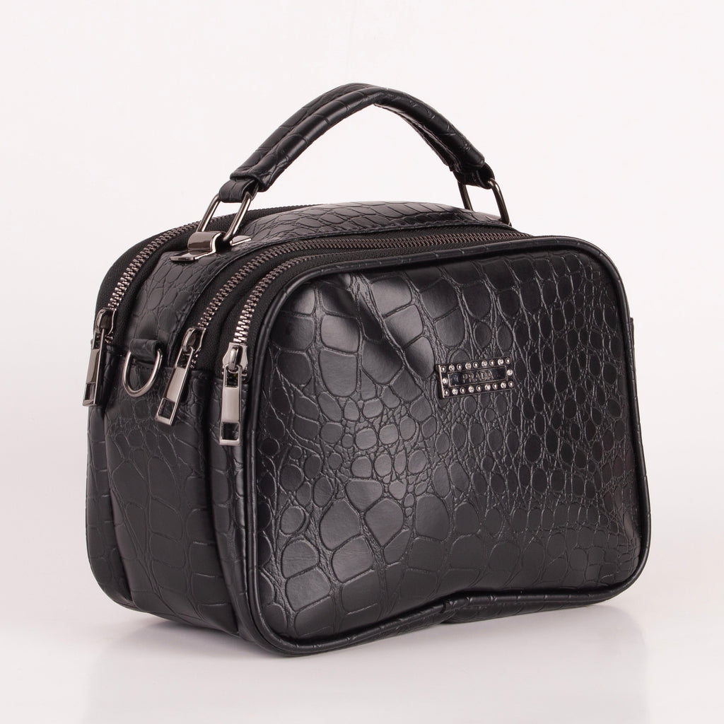 Croco Trizip Crossbody Bag