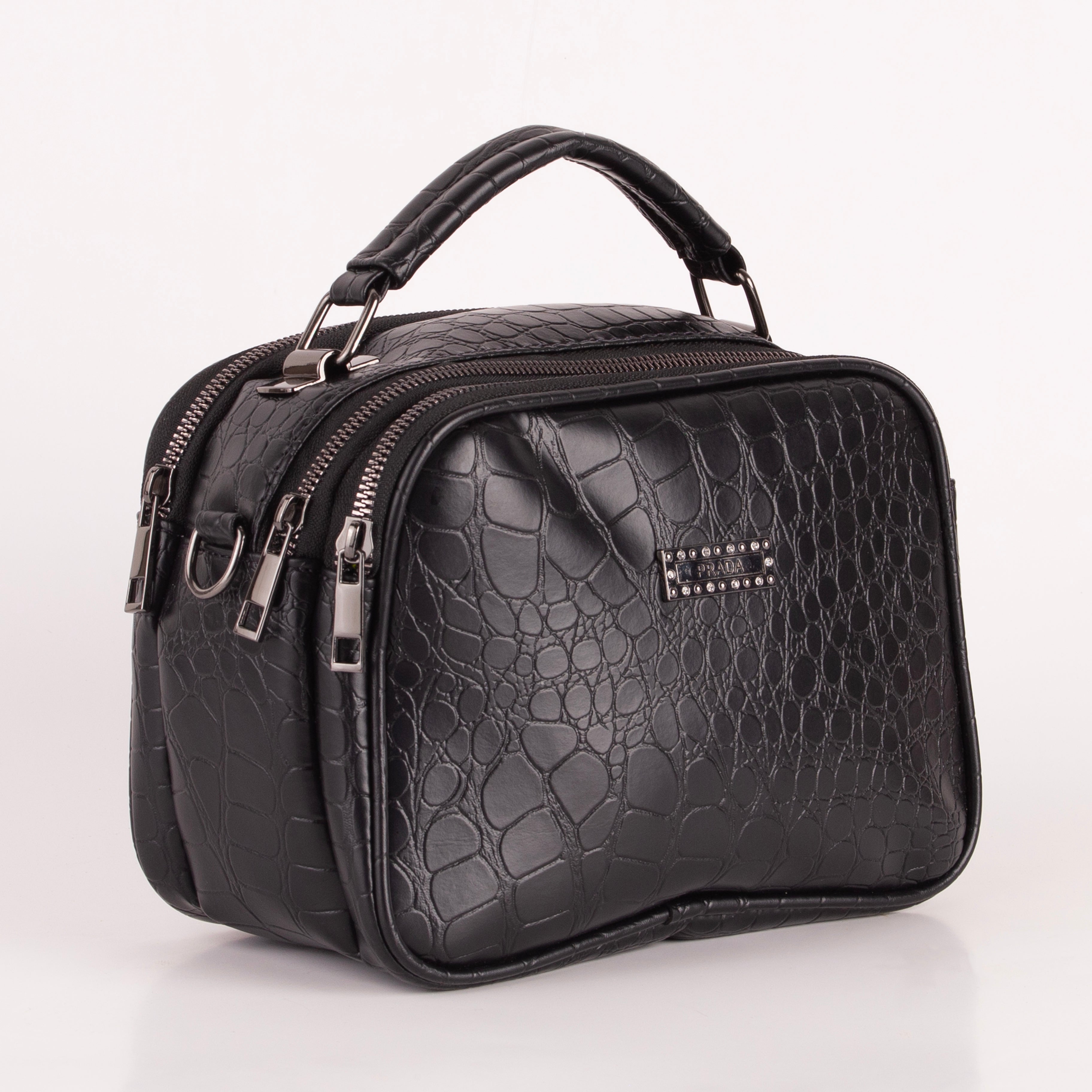 Croco Trizip Crossbody Bag