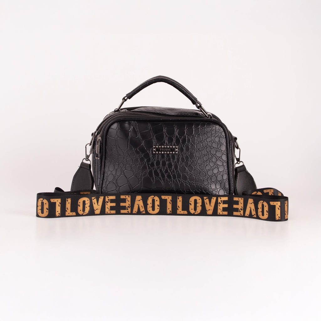 Croco Trizip Crossbody Bag