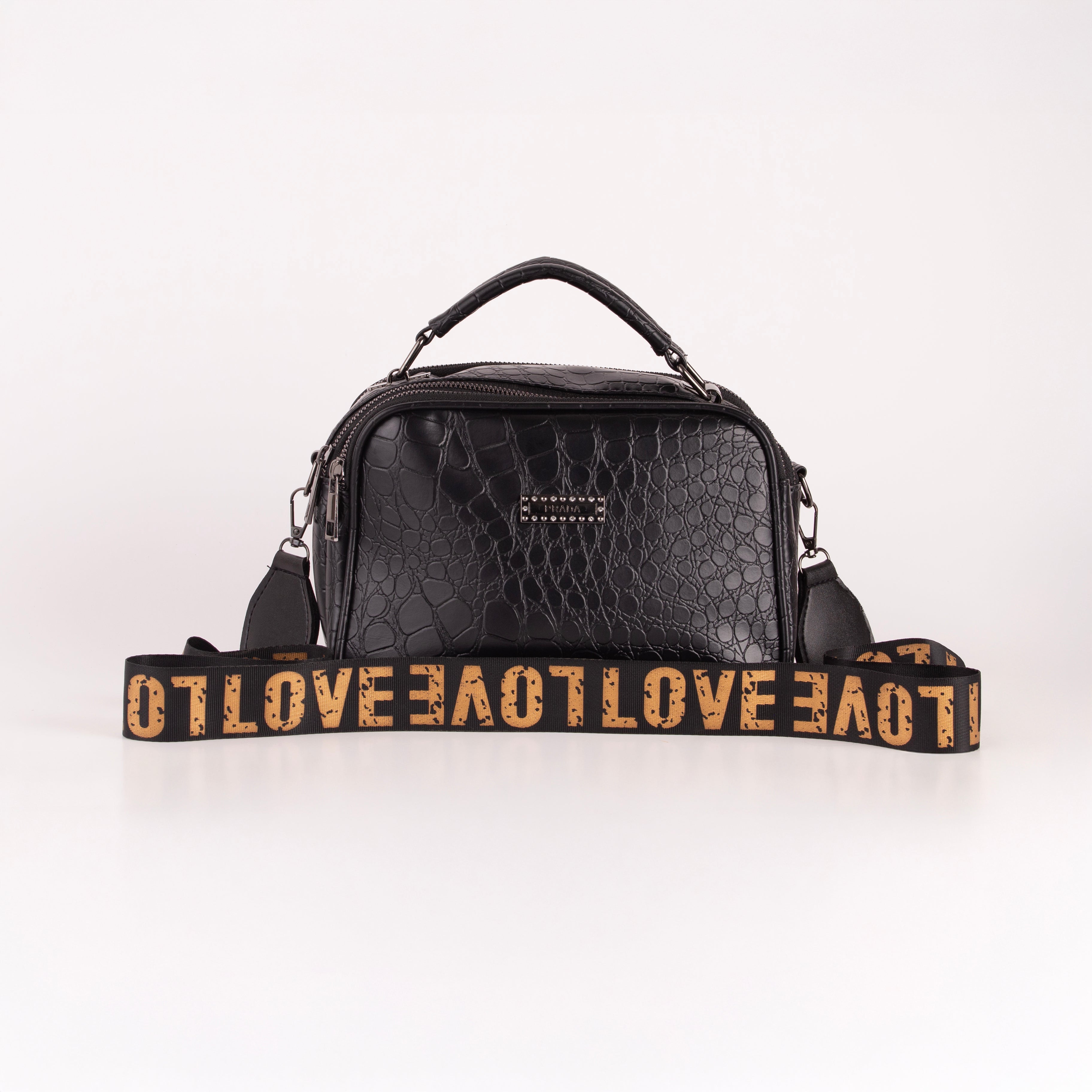 Croco Trizip Crossbody Bag