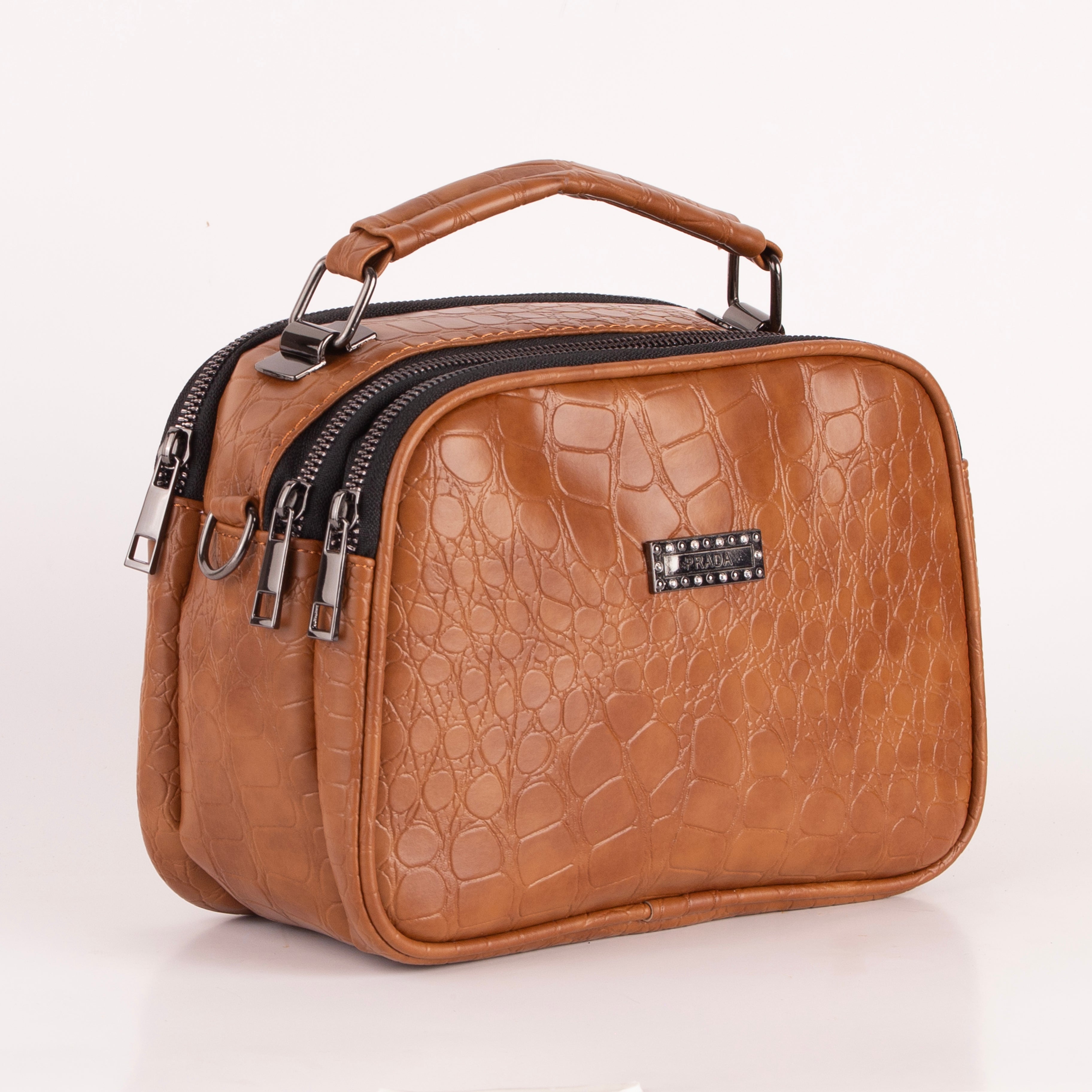 Croco Trizip Crossbody Bag
