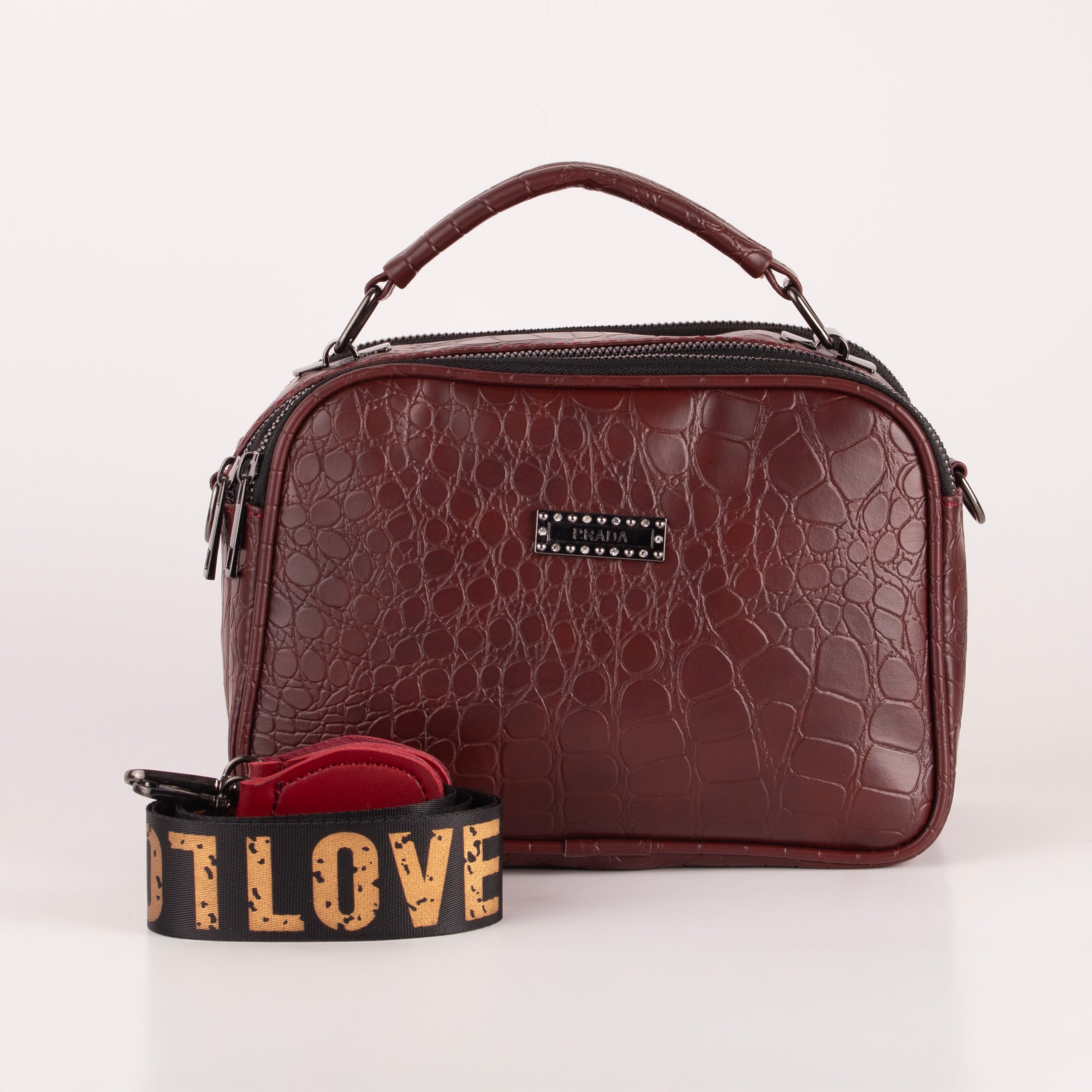 Croco Trizip Crossbody Bag