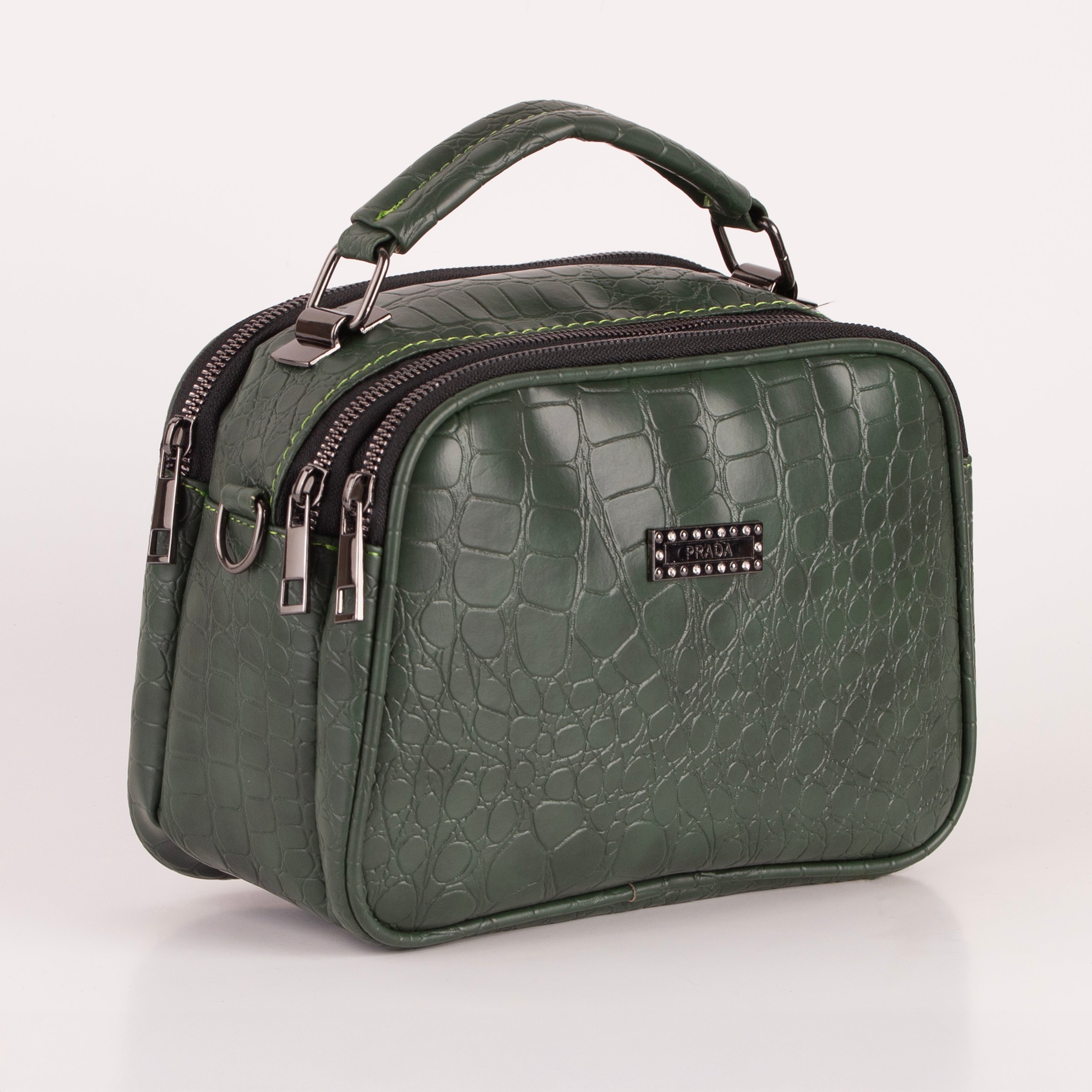 Croco Trizip Crossbody Bag