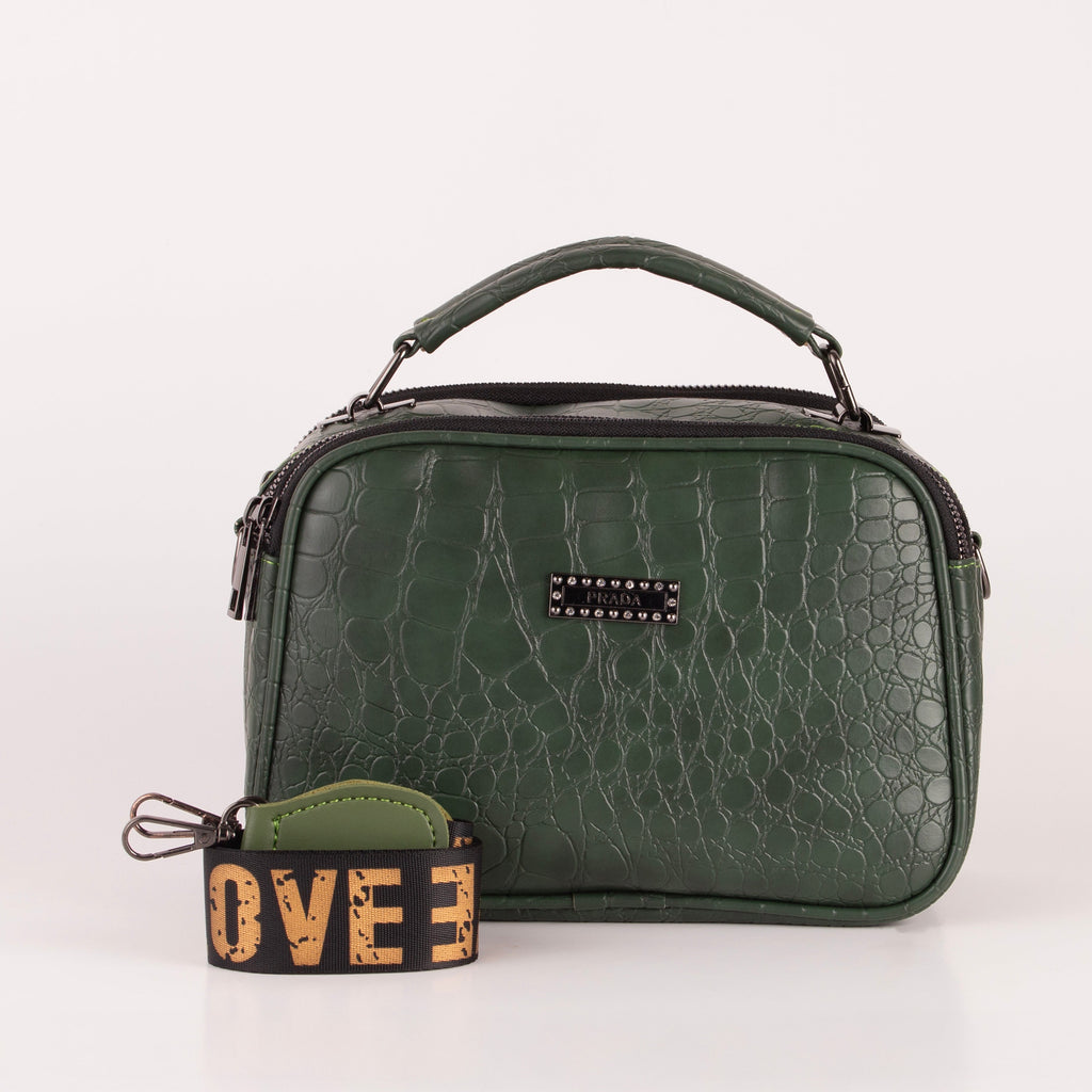 Croco Trizip Crossbody Bag
