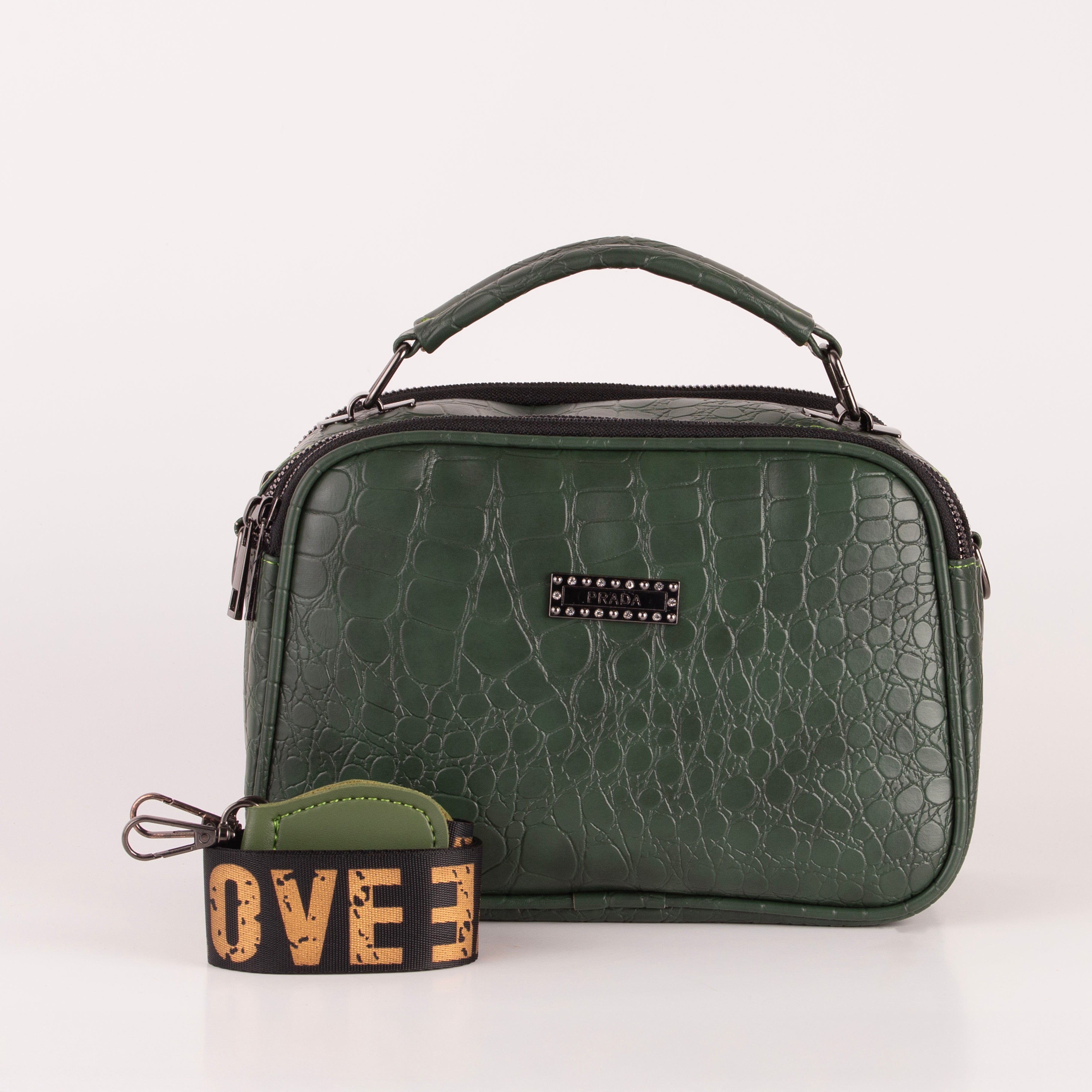 Croco Trizip Crossbody Bag