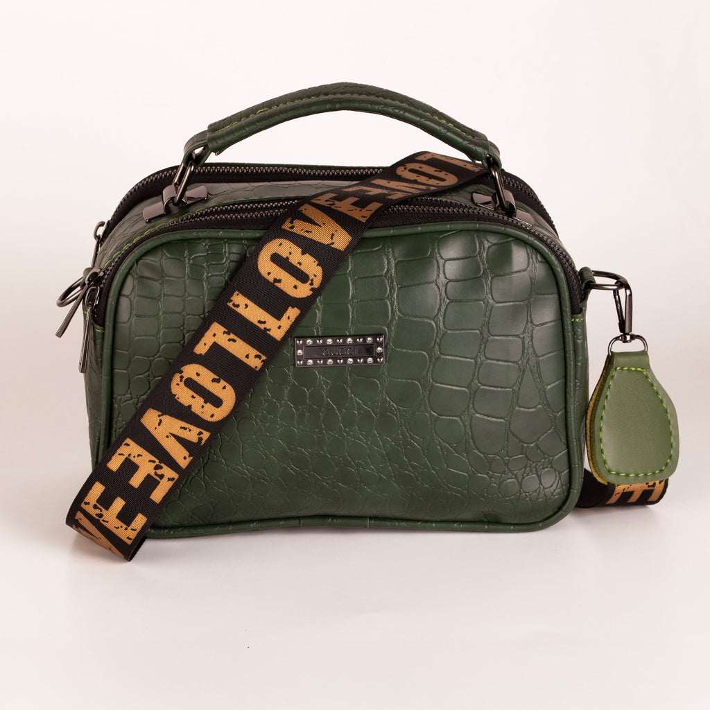 Croco Trizip Crossbody Bag