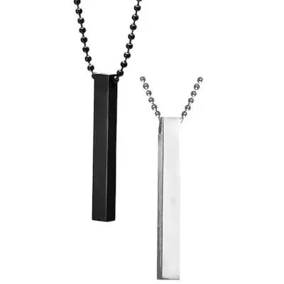 Vertical Bar Pendant Necklace Men