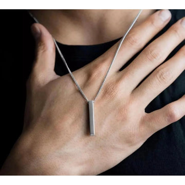 Vertical Bar Pendant Necklace Men