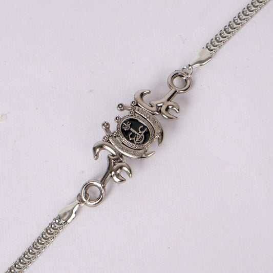 Elegant Silver-Tone Emblem Bracelet