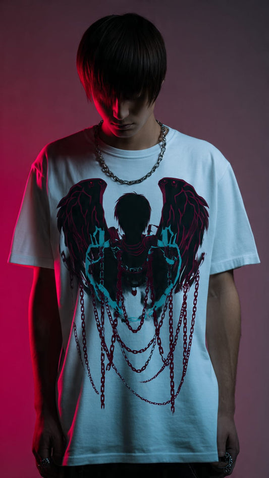 Luxxivo Fashion Spectral Chain Graphic Tee