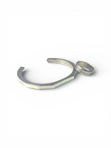 Titan Hex Bracelet x silver tungsten Ring Men
